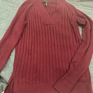 White House Black Market Maroon Knit Top